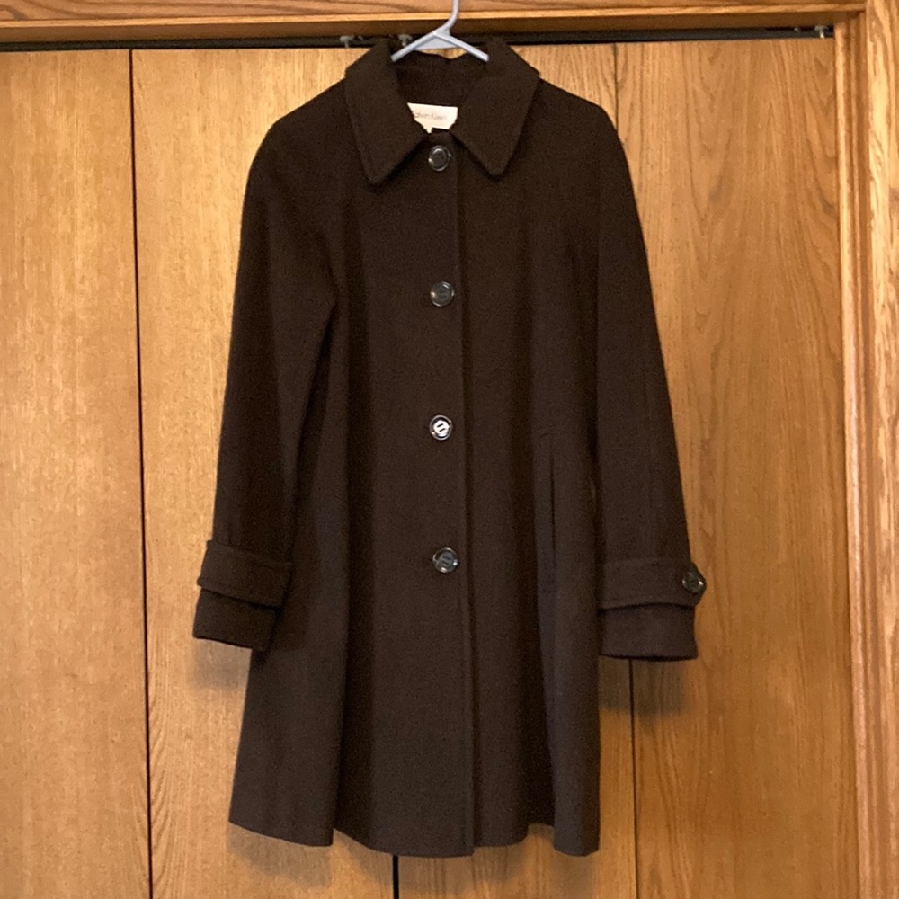 Calvin Klein size 6 Brown Swing Pea Coat Women